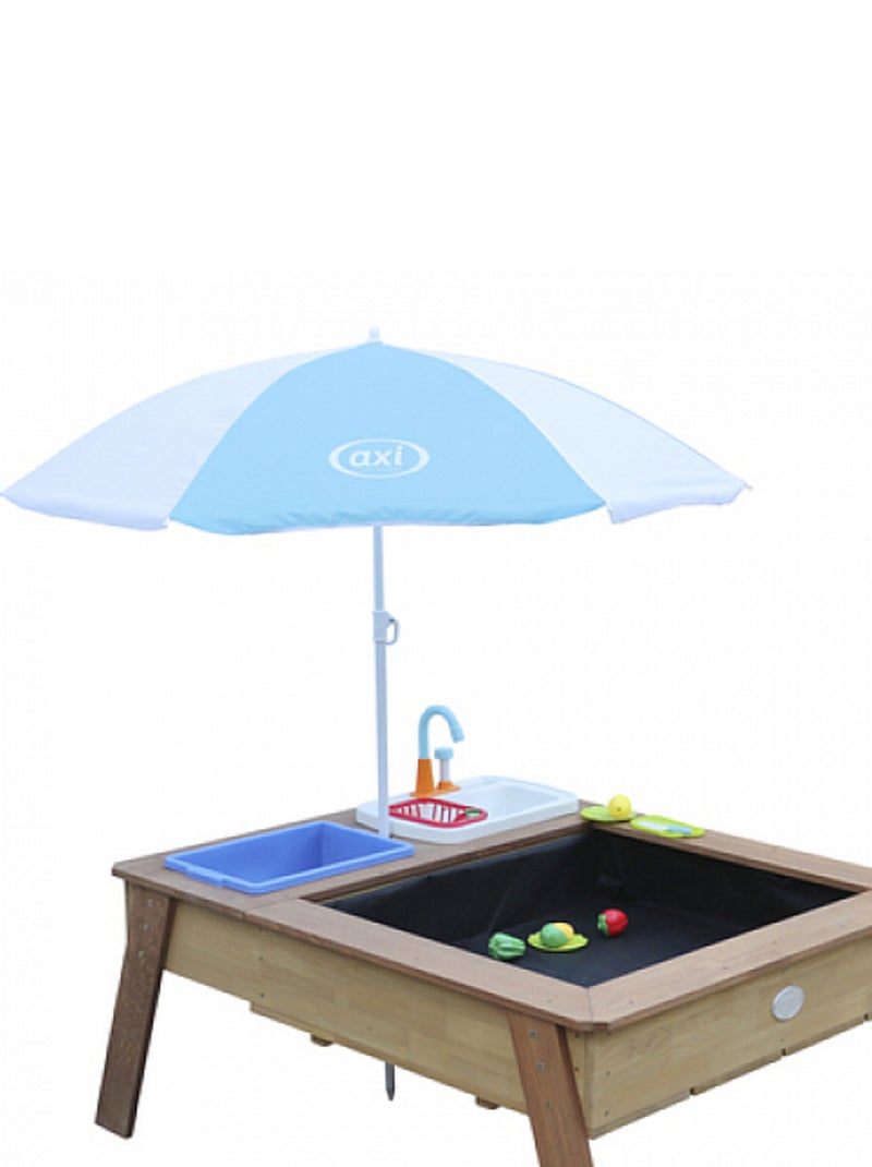 AXI Linda Table sable et eau avec Cuisine et evier Marron Parasol Bleu Blanc Blanc - Kiabi