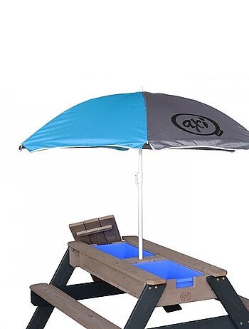 AXI Table sable et eau NICK Anthracite avec parasol Bleu Gris 90x80x56cm