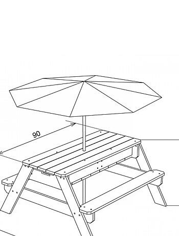 AXI Table sable et eau NICK Anthracite avec parasol Bleu Gris 90x80x56cm