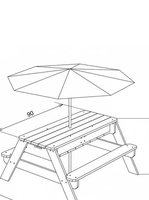AXI Table sable et eau NICK Anthracite avec parasol Bleu Gris 90x80x56cm - Kiabi