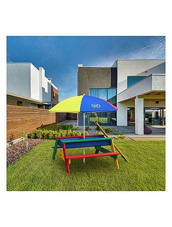 AXI Table sable et eau NICK Arc en ciel avec parasol Arc en ciel 90x80x56cm