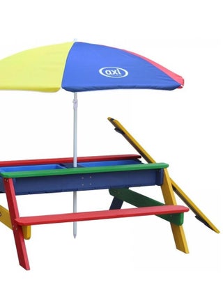 AXI Table sable et eau NICK Arc en ciel avec parasol Arc en ciel 90x80x56cm