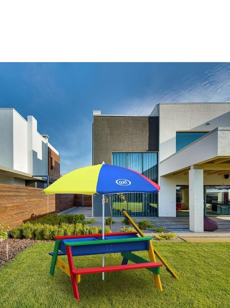 AXI Table sable et eau NICK Arc en ciel avec parasol Arc en ciel 90x80x56cm Bleu - Kiabi