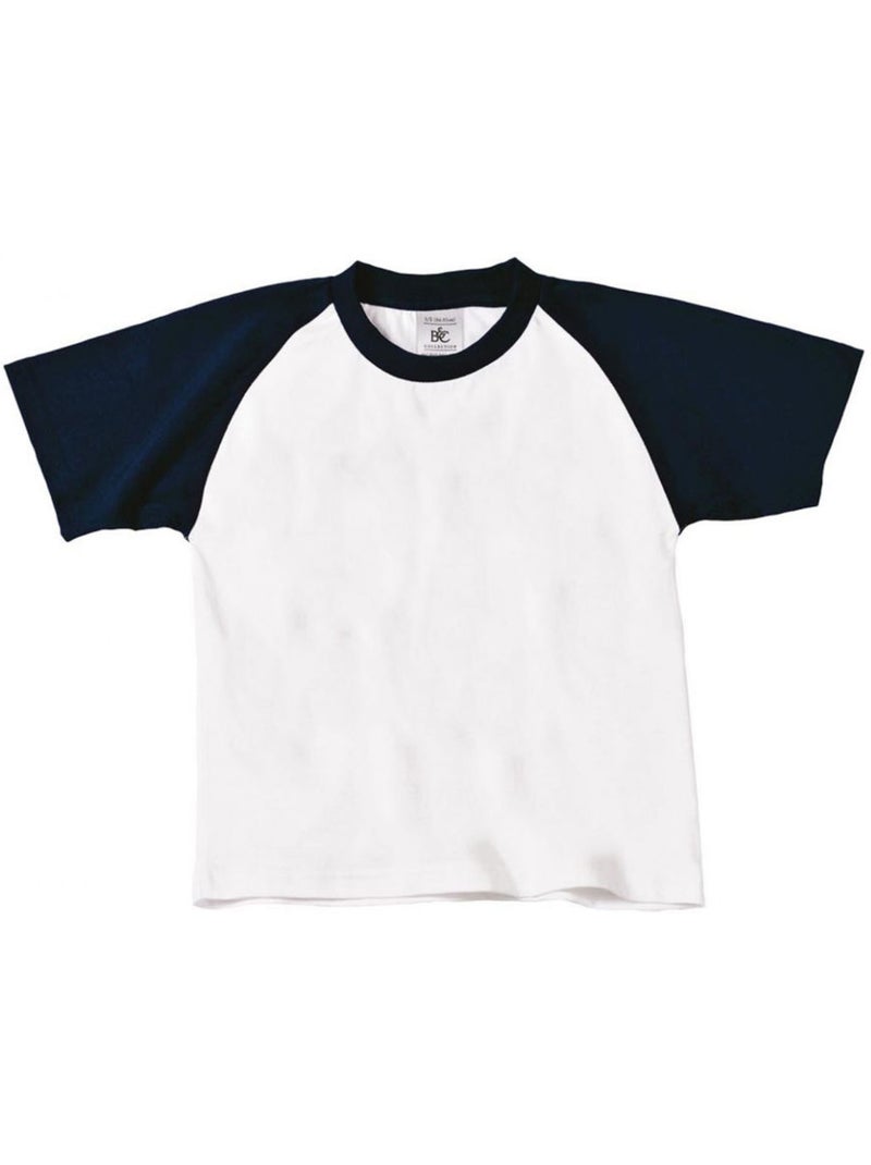 B and c - t-shirt base-ball - b&c Blanc Bleu - Kiabi