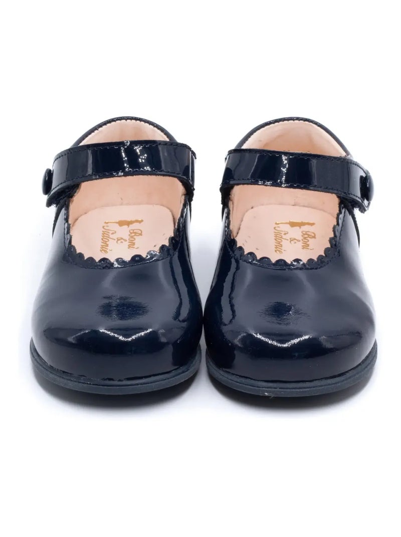 Babies en Cuir Vernis à Scratch - Boni Princesse Bleu foncé - Kiabi