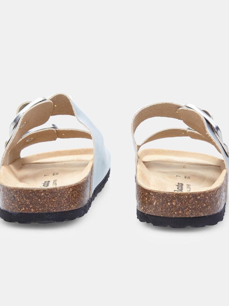 Babouche  en cuir Bata Argent - Kiabi