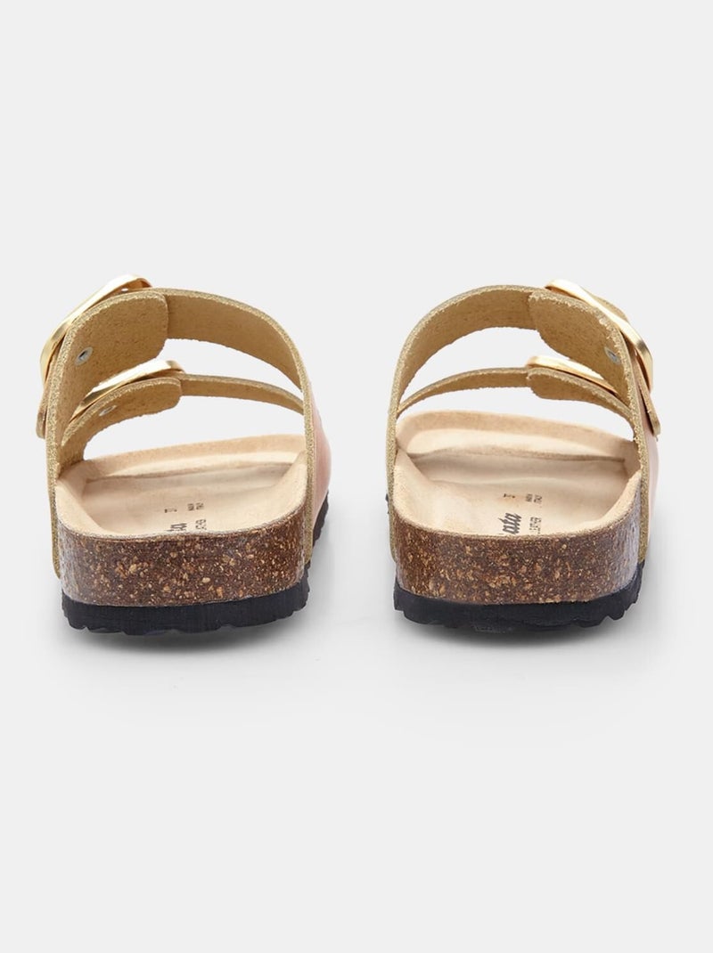 Babouche  en cuir Bata Rose - Kiabi