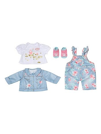 Baby Annabell Active Deluxe Jeans 43cm avec veste, chemise, pantalon et chaussettes.