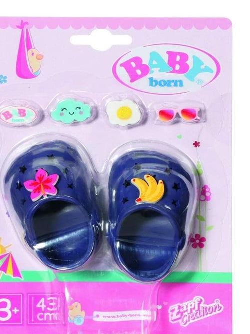 BABY born 43cm Chaussures de vacances bleue foncé avec 6 motifs à clipser - Kiabi
