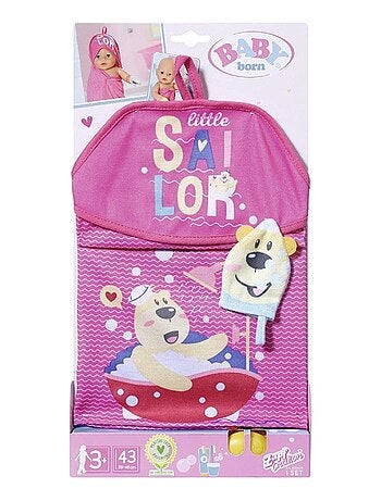 BABY born Bath Serviette de bain à capuche et gant de toilettes