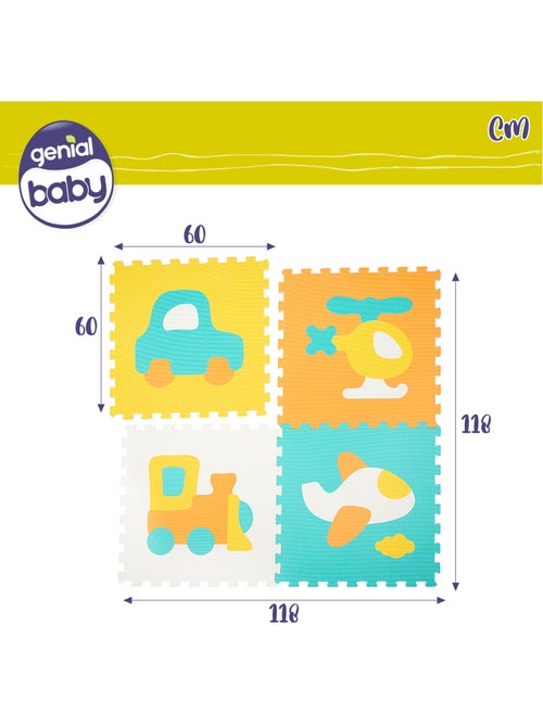 Baby puzzle carpet vehicles 4 pièces en caoutchouc mousse c'baby - Kiabi