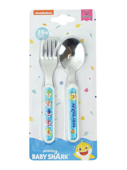 Baby Shark Ensemble Couverts Inox (Fourchette, Cuillere) - Kiabi