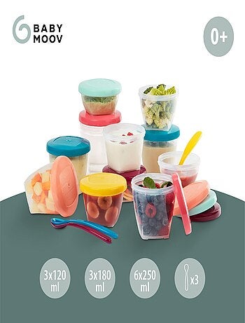 Babybols Kit XXL MultiSet 12 pots de conservation + 3 cuillères souples 'Babymoov'