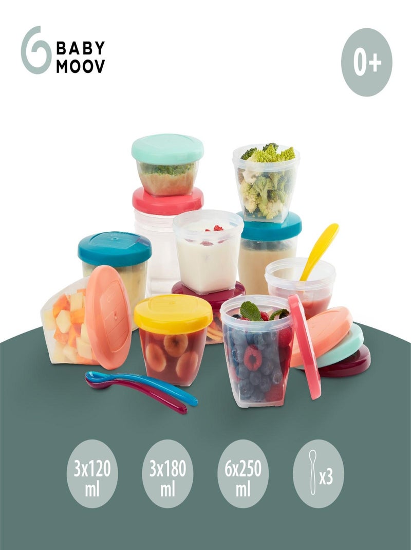 Babybols Kit XXL MultiSet 12 pots de conservation + 3 cuillères souples 'Babymoov' Transparent - Kiabi