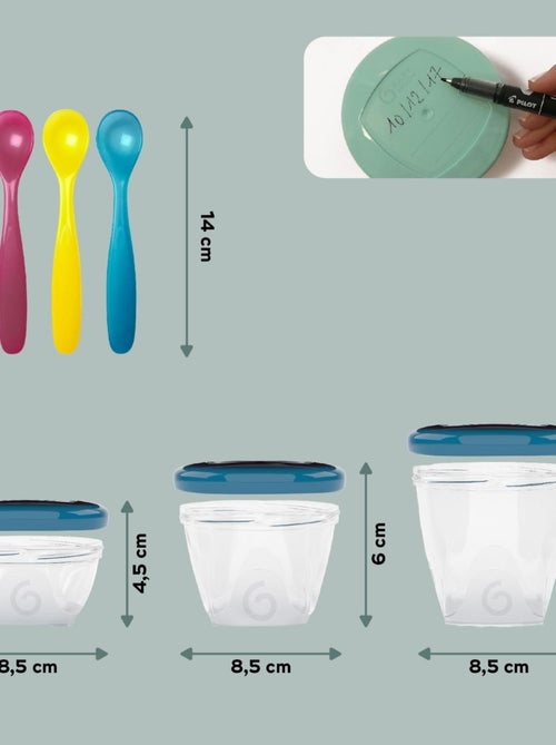 Babybols Kit XXL MultiSet 12 pots de conservation + 3 cuillères souples 'Babymoov' - Kiabi