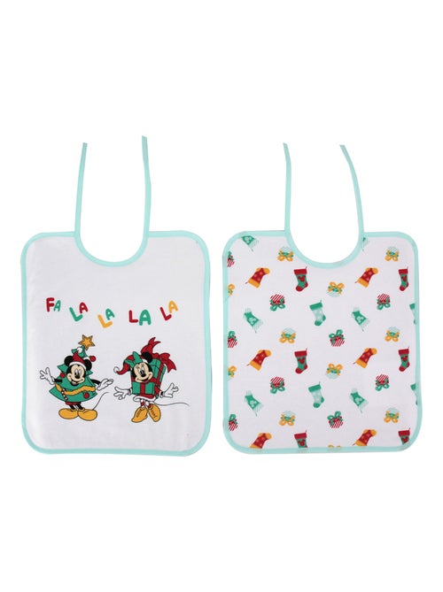 Babycalin - 2 bavoirs bébé 6 mois Mickey&Minnie Jingle All The Way 28x38 cm - Kiabi