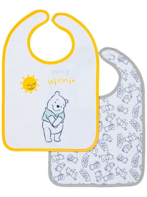 Babycalin - 2 bavoirs bébé 6 mois Winnie Sunny en coton - Bavoir à scratch 25x36 cm - Kiabi