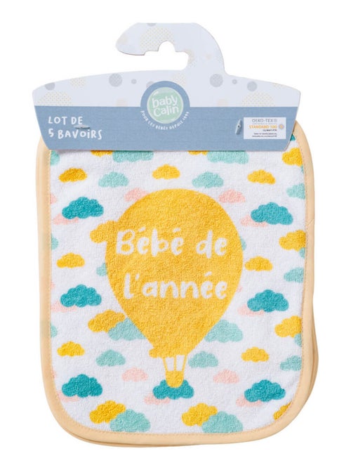 Babycalin - 5 bavoirs naissance Love Family - Bavoir bébé à lacets 20x25 cm - Kiabi
