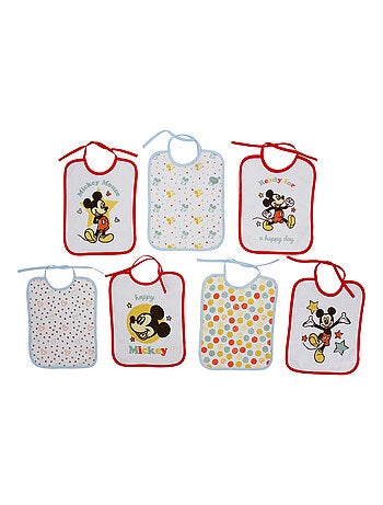 Babycalin - 7 Bavoirs bébé Naissance 20x25 cm en éponge Happy Mickey