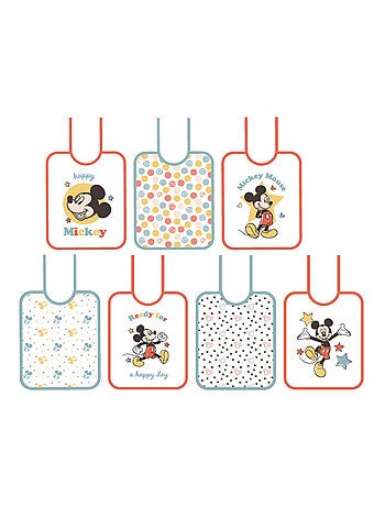 Babycalin - 7 Bavoirs bébé Naissance 20x25 cm en éponge Happy Mickey