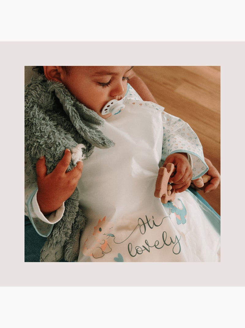 Babycalin - Bavoir tablier 12 mois - Dinosaures Bleu - Kiabi