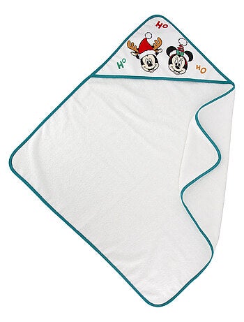 Babycalin - Cape de bain 80x80 cm velours Noël - Mickey&Minnie Jingle All The Way