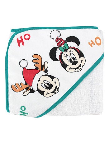 Babycalin - Cape de bain 80x80 cm velours Noël - Mickey&Minnie Jingle All The Way