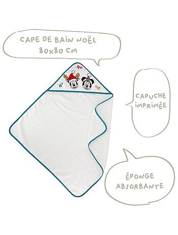 Babycalin - Cape de bain 80x80 cm velours Noël - Mickey&Minnie Jingle All The Way