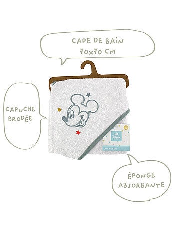 Babycalin - Cape de bain bébé Happy Minnie - Sortie de bain bébé 70x70 cm