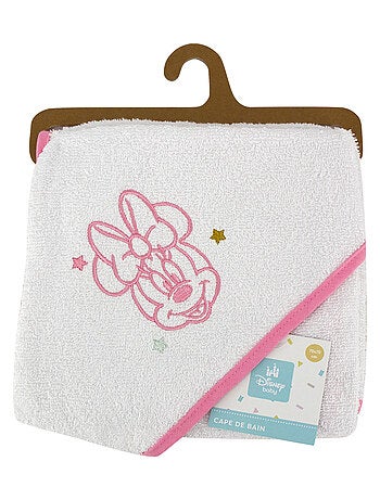 Babycalin - Cape de bain bébé Happy Minnie - Sortie de bain bébé 70x70 cm