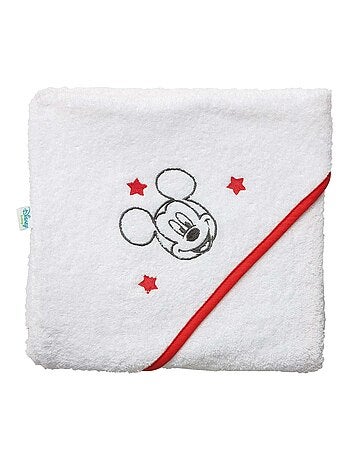 Babycalin - Cape de bain bébé Mickey Brodé - Sortie de bain bébé 80x80 cm