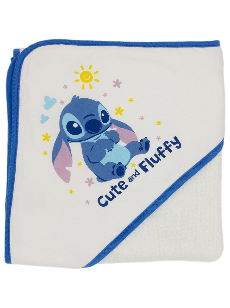 Babycalin - Cape de bain bébé Stitch - Sortie de bain bébé 75x75 cm Blanc Violet Bleu - Kiabi