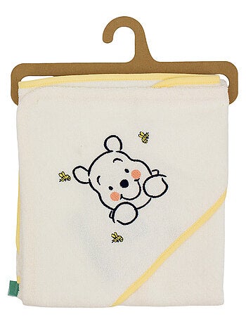 Babycalin - Cape de bain bébé Winnie Hunny Time - Sortie de bain bébé 75x75 cm