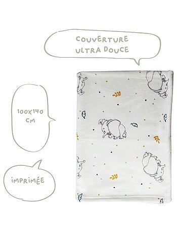 Babycalin - Couverture bébé en flanelle ultra douce 100x140 cm - Dumbo Animals