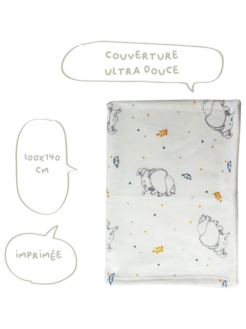 Babycalin - Couverture bébé en flanelle ultra douce 100x140 cm - Dumbo Animals - Kiabi