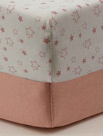 Babycalin - Drap housse 70x140 cm - 2 - Étoiles / Rose Orchidée - draps housse bébé en coton