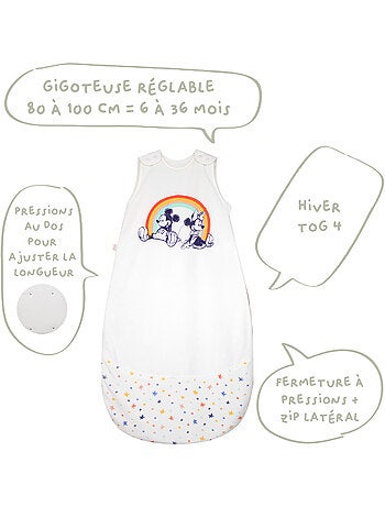 Babycalin - Gigoteuse 6-36 mois hiver 100 cm - Gigoteuse TOG 4 en velours - Mickey&Minnie Cool