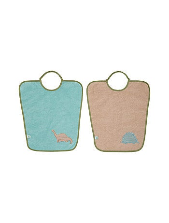 Babycalin - Lot de 2 bavoirs maternelle éponge avec étiquette prénom