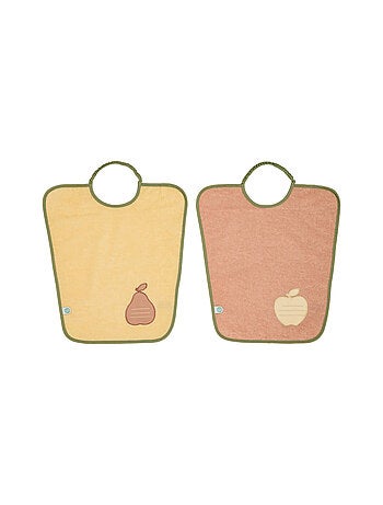 Babycalin - Lot de 2 bavoirs maternelle éponge avec étiquette prénom