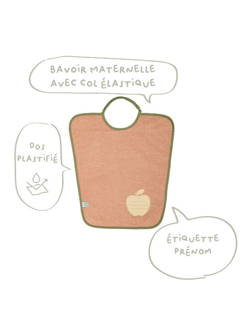 Babycalin - Lot de 2 bavoirs maternelle éponge avec étiquette prénom - Kiabi