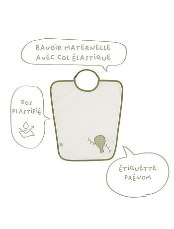 Babycalin - Lot de 2 bavoirs maternelle éponge avec étiquette prénom