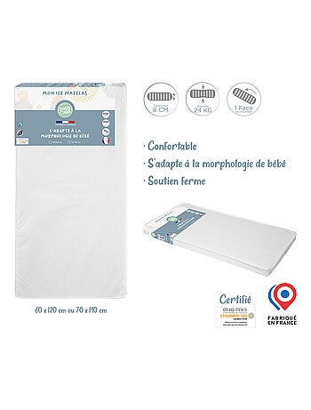 Babycalin - Matelas bébé Mon 1er Matelas Morphologique - Matelas 70x140 cm - Soutien ferme