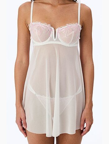Babydoll à broderie cassée, à armatures et motif nœuds penti