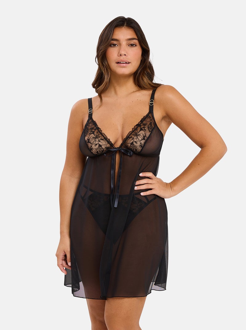 Babydoll Deva Sans Complexe Noir Beige - Kiabi