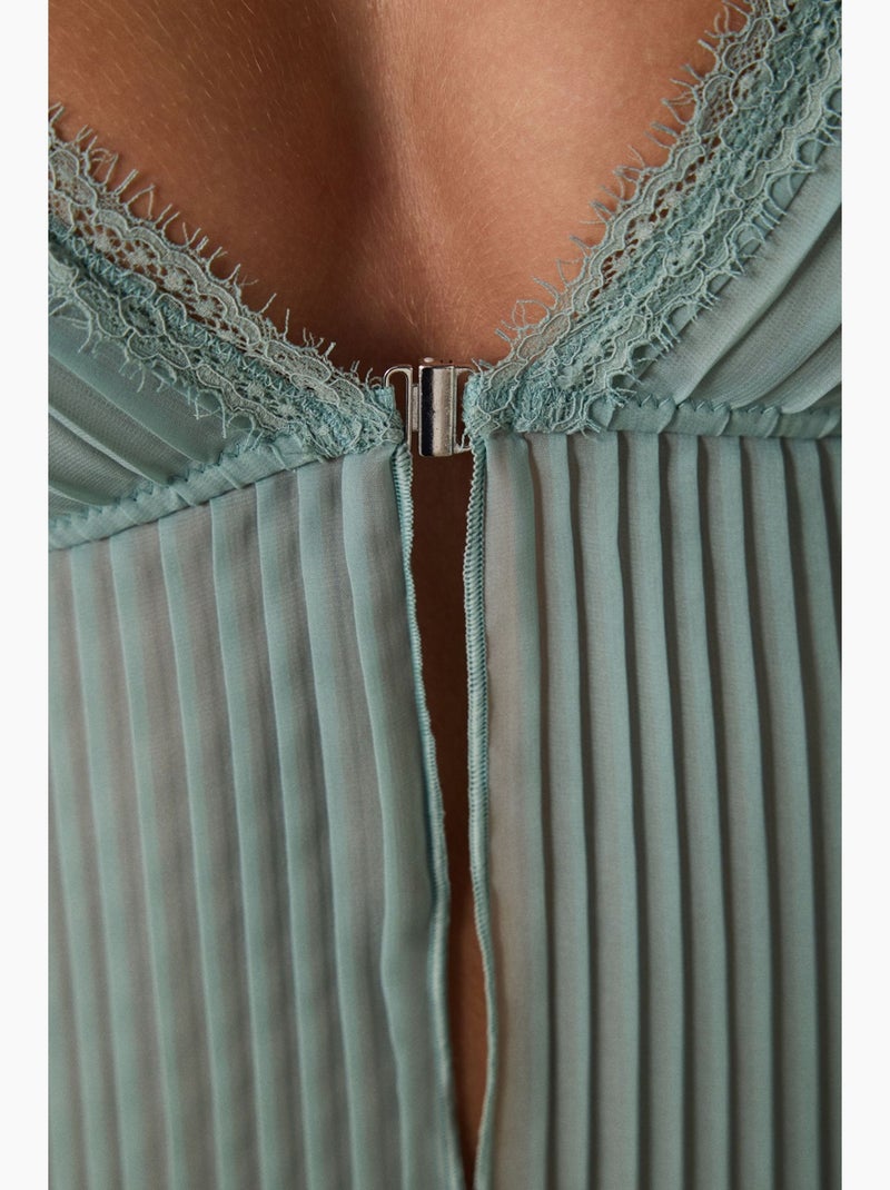 Babydoll en mousseline rayée, plissé, sans armatures penti Vert menthe - Kiabi