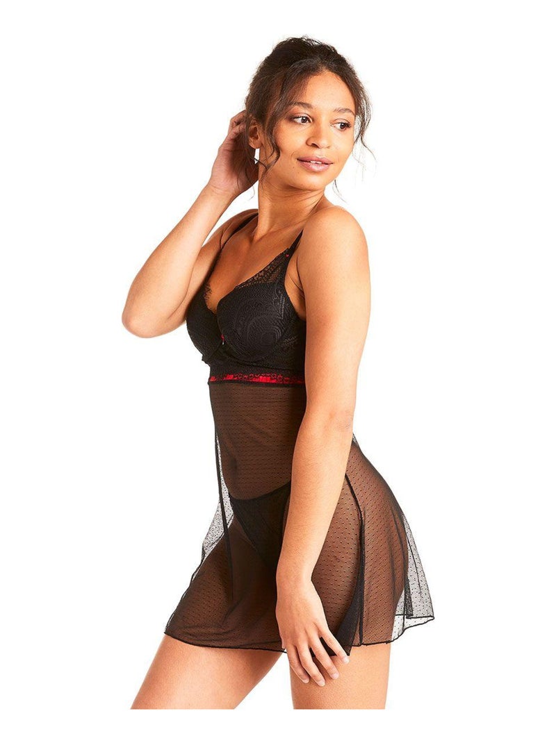 Babydoll + string ABYME - Pomm'Poire Noir - Kiabi