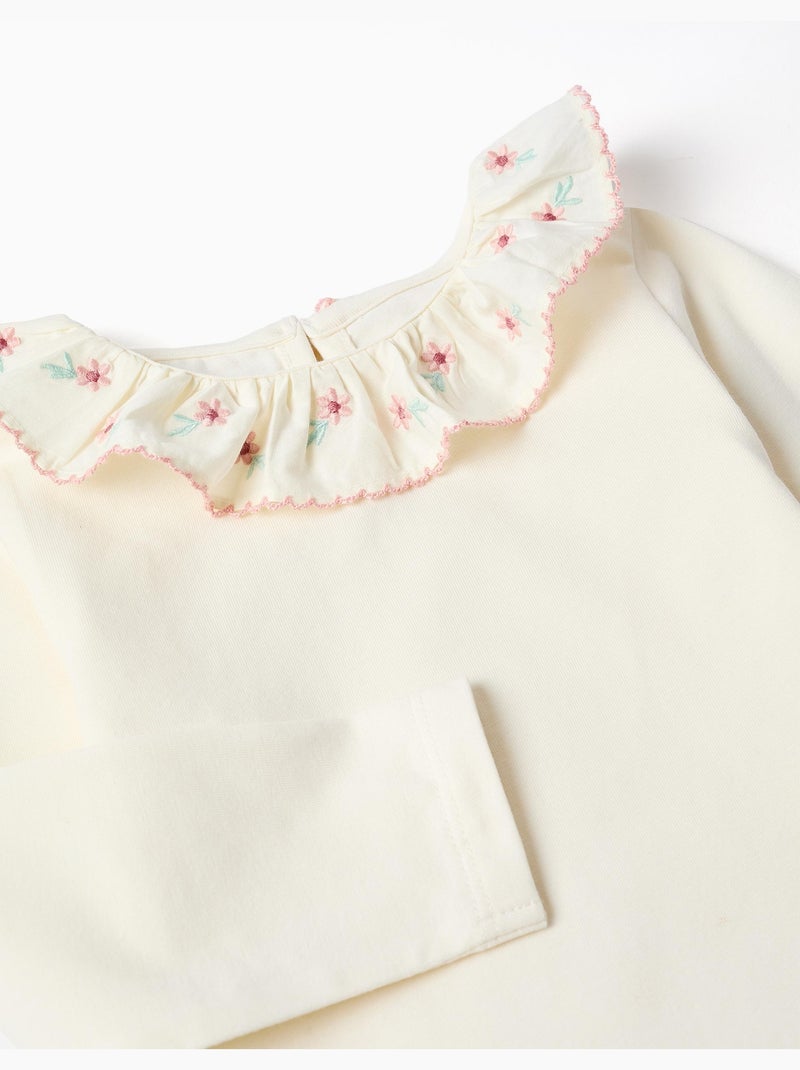 Babygrow à manches longues avec col en dentelle Blanc - Kiabi