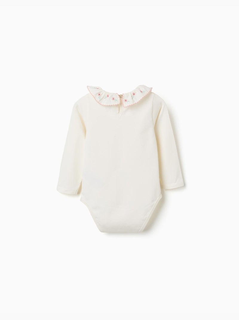 Babygrow à manches longues avec col en dentelle Blanc - Kiabi