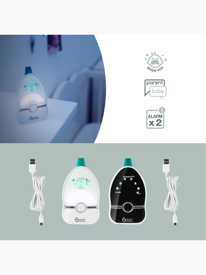 Babyphone Audio Easy Care - Veilleuse inclus - 500 mètres 'Babymoov' Blanc - Kiabi