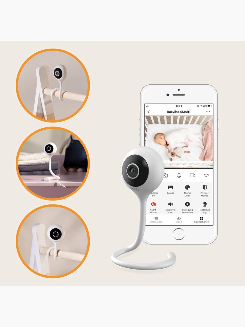 Babyphone LIONELO Babyline Smart - HD - WiFi - Audio Bidirectionnel - Vision nocturne - USB Blanc - Kiabi